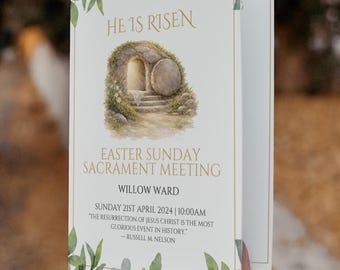 LDS Easter Sunday Program Editable Template - Minimal editable template, LDS Program, Sacrament Meeting Instant Download, Easter Service