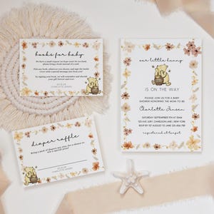 Classic Winnie The Pooh Baby Shower Invitation Template Set, editable winnie the pooh invitation, winnie baby shower invite and cards
