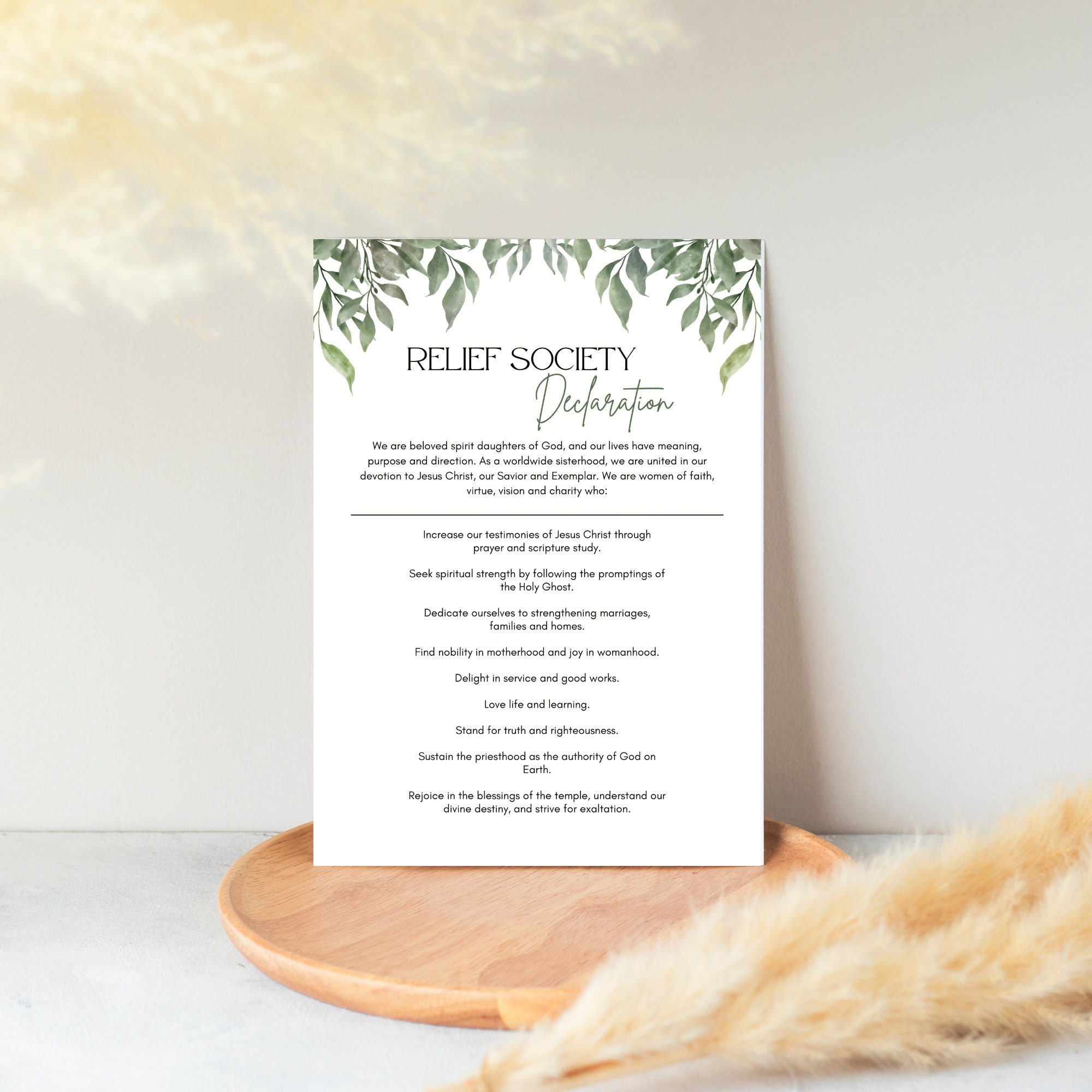 Relief Society Declaration | Relief Society Declaration Printable ...