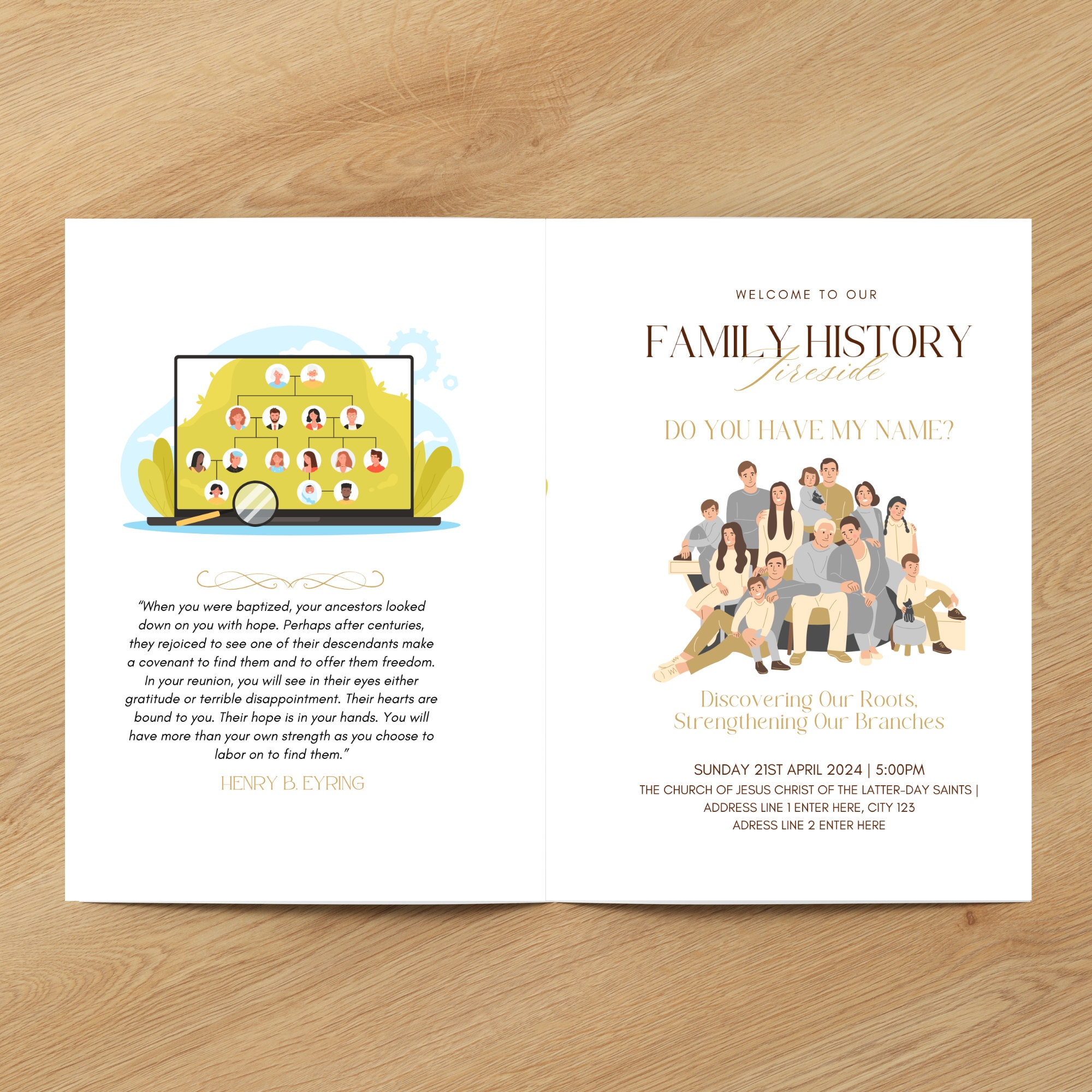 LDS Family History Fireside Program Editable Template Minimal