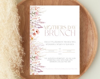 wildflower mothers day brunch invite, template, wildflower brunch invite, digital download, Mothers day invite
