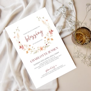 LDS Baby Blessing Invitation | Minimalistic Christening Invite Template | Editable Baptism Invite LDS Blessing Announcement, Mormon Blessing