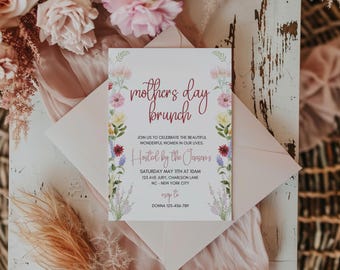 Mother’s Day Brunch Invitation, Editable Template, floral mothers day brunch invite, floral brunch invite, instant download
