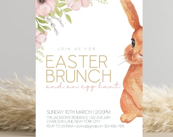 Easter Brunch Invitation template - Easter invite, brunch and egg hunt Invite Invitation Easter brunch, Brunch Invite, easter invitation