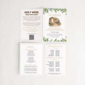 LDS Easter Sunday Program Editable Template - Minimal editable template, LDS Program, Sacrament Meeting Instant Download, Easter Service