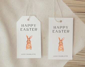 Minimalistic Easter Gift Tag Template - Easter Gift Tag, treat bag tag - Easter themed tag for easter sweets editable template