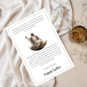 Pascua SUD imprimible, Tarjeta de Ministración de Pascua, Regalo de Pascua, Pascua de la Sociedad de Socorro, Gracias a él - Descarga instantánea