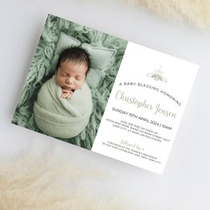 LDS Baby Blessing Invitation | Minimalistic Christening Invite Template | Editable Baptism Invite LDS Blessing Announcement, Mormon Blessing