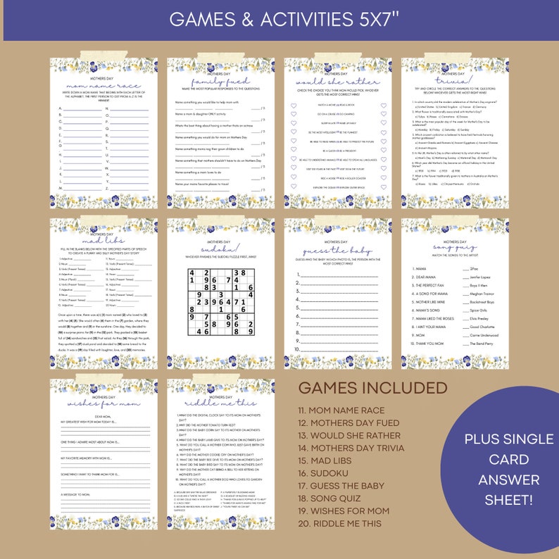 Mother's Day Games Bundle Templates Editable Games Bundle, Mothers Day ...
