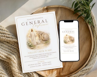 LDS General Conference Invitation Template, Printable Conference Watch Party Invite, Editable Canva Invitation, Church Conference Gathering