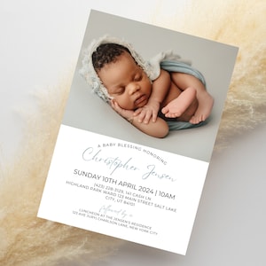LDS Baby Blessing Invitation | Minimalistic Christening Invite Template | Editable Baptism Invite LDS Blessing Announcement, Mormon Blessing