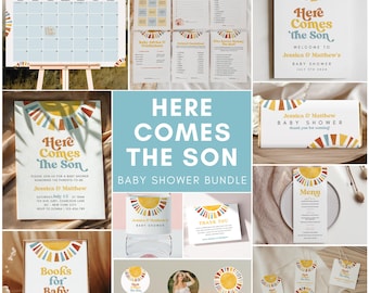 Here Comes the Son Baby Shower Invitation - you are my Sunshine baby shower invite, sun baby shower invite, template, here comes the sun