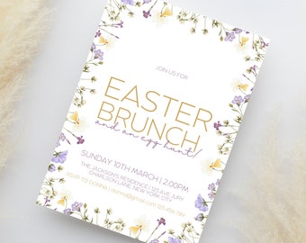 Easter Brunch Invitation template - Easter Holiday brunch and egg hunt Invite Invitation Easter brunch, Easter Celebrations Brunch Invite