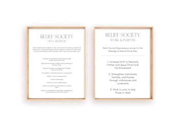 LDS Relief Society Declaration and Work & Purpose Sign | LDS Declaration Printable, Printable Relief Society Declaration, Instant Download