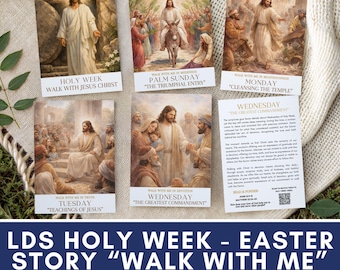 LDS Holy Week Story Cards - Walk with Jesus Christ, Easter Printable, Instant Download, LDS Printable, LDS Easter Story, walk with me