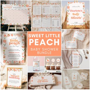 Sweet Little Peach Baby Shower Bundle - a little sweet little peach is on the way, peach themed baby shower, instant download, template