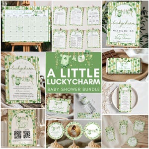 Lucky Charm Baby Shower Bundle, St Patricks Themed shower, a little lucky charm is on the way, baby shower invitation, editable template
