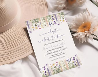 Storybook Baby Shower Invitation Template, A New Chapter Begins Baby Shower Invitation, Wildflower storybook Invite Template