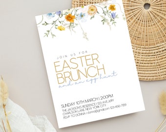 Easter Brunch Invitation template - Easter invite, brunch and egg hunt Invite Invitation Easter brunch, Brunch Invite, easter invitation