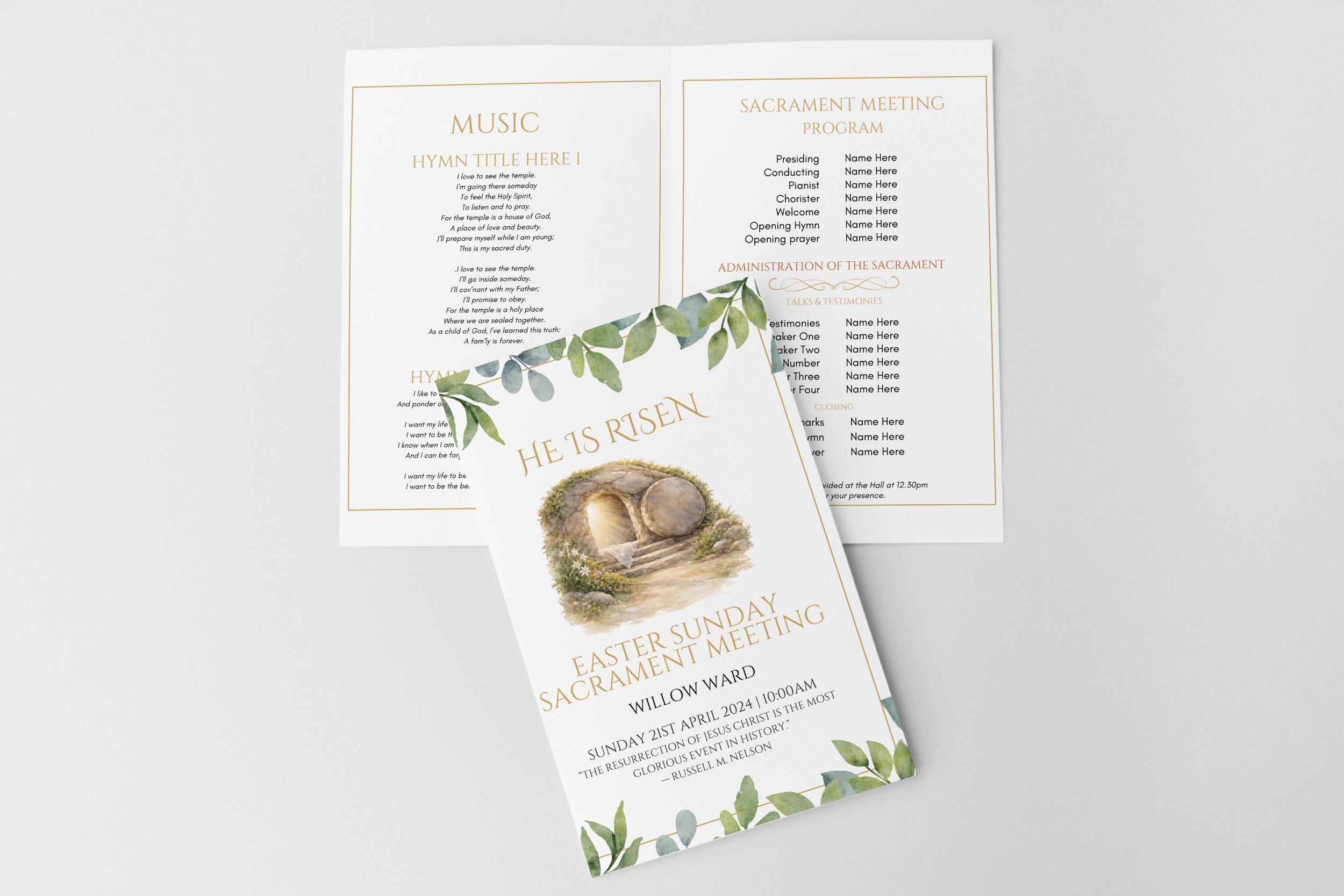 LDS Easter Sunday Program Editable Template - Minimal Editable Template ...