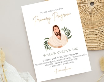LDS Primary Program Invitation Template - Minimalistic, Primary Program Invite Template | Editable Mormon Primary Program Invite