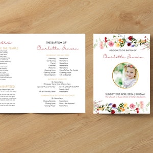 LDS Baptism Program Editable Template - Greenery Minimal editable template, LDS Baptism Program, Mormon Baptism Instant Download