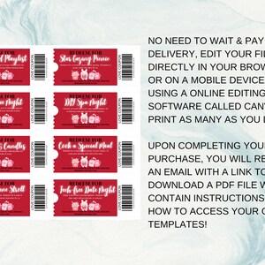Couples Valentines Love Coupons Template - Editable &amp; Printable, Gift ...
