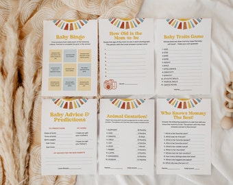 Here Comes the Son Baby Shower Game Bundle - Sunshine baby shower games, sun baby shower bundle, editable template, here comes the sun