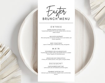 Minimalist Easter Brunch Menu Template, minimalist Brunch Menu, Easter Brunch, Lunch, dinner, Breakfast Menu, Editable and printable