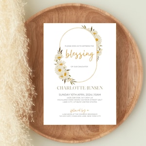 LDS Baby Blessing Invitation | Minimalistic Christening Invite Template | Editable Baptism Invite LDS Blessing Announcement, Mormon Blessing