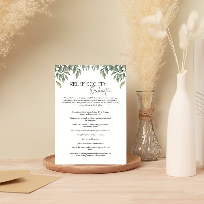 Relief Society Declaration | Relief Society Declaration Printable | Printable Relief Society ...