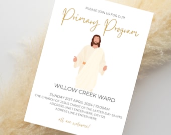 LDS Primary Program Invitation Template - Minimalistic, Primary Program Invite Template | Editable Mormon Primary Program Invite