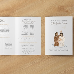 LDS Baptism Program Editable Template - Minimalistic editable template, LDS Baptism Program, Instant Download, Gender Neutral program