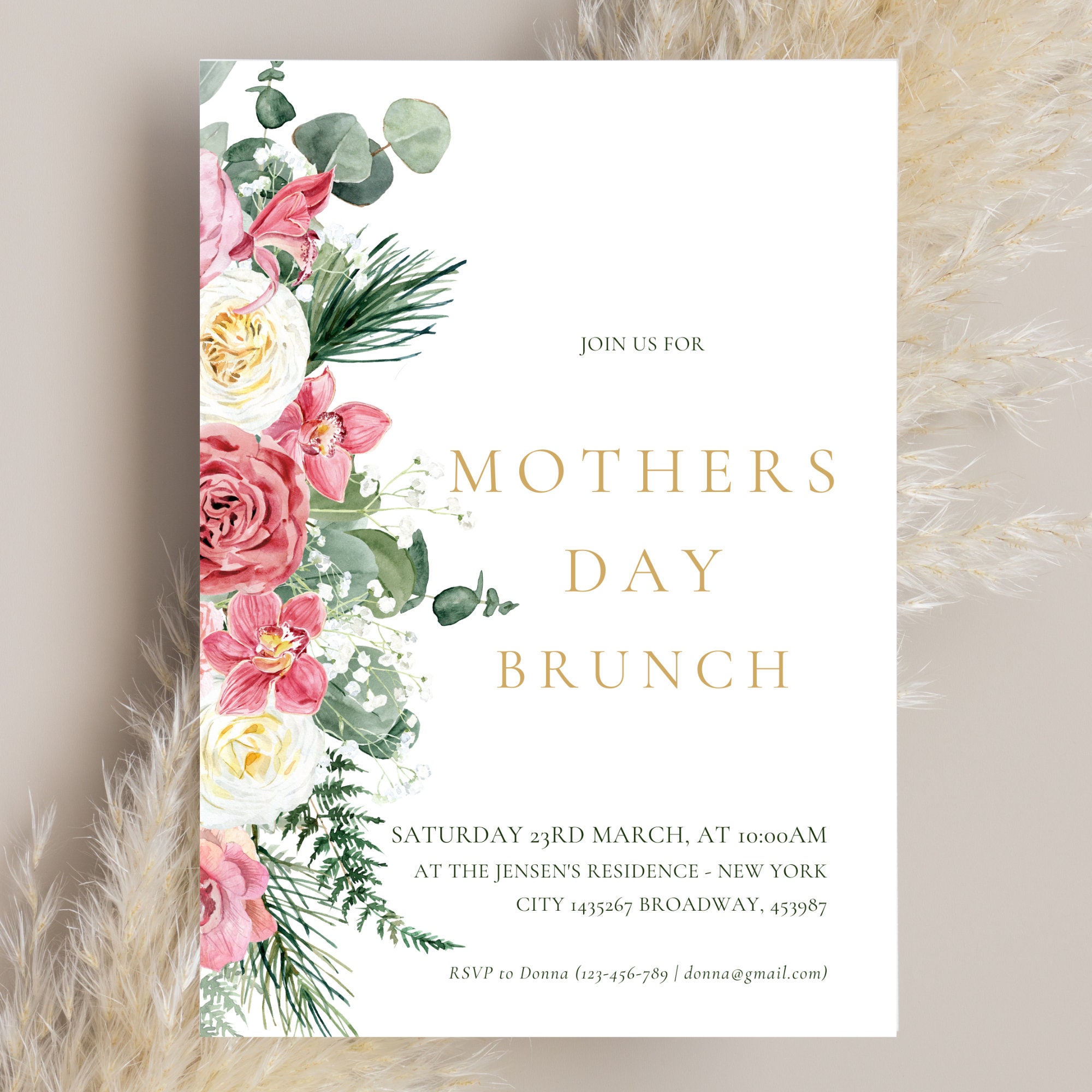 Mother's Day Brunch Invitation, Floral Brunch Invitation, Wildfloral ...