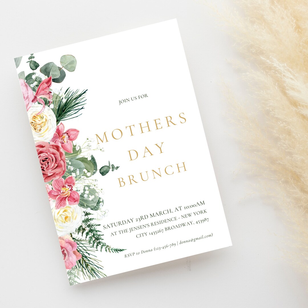 Mother's Day Brunch Invitation, Floral Brunch Invitation, Wildfloral ...