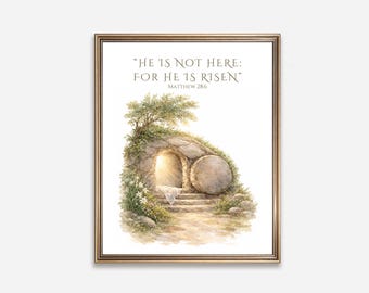 LDS Easter Print He Is Risen, Christian Easter Wall Art Printable, Scripture Wall Decor, Minimalist Religious Easter Decor, Instant Download