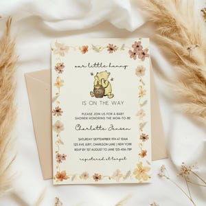 Classic Winnie The Pooh Baby Shower Invitation Template, editable winnie the pooh invitation, winnie baby shower invite