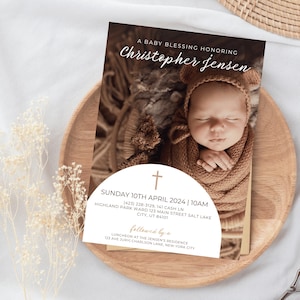 LDS Baby Blessing Invitation | Minimalistic Christening Invite Template | Editable Baptism Invite LDS Blessing Announcement, Mormon Blessing