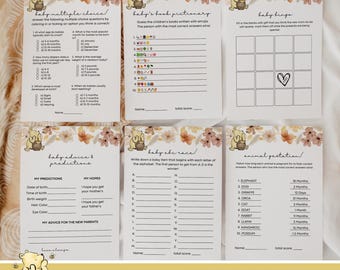 31 Classic Winnie The Pooh Baby Shower Games, editable winnie the pooh invitation, winnie baby shower games, game bundle, instant download