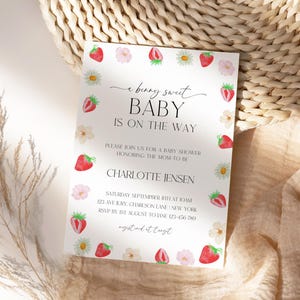 Berry Sweet Baby Shower Invitation, strawberry baby, berry themed baby shower, editable template, instant download, strawberry shortcake