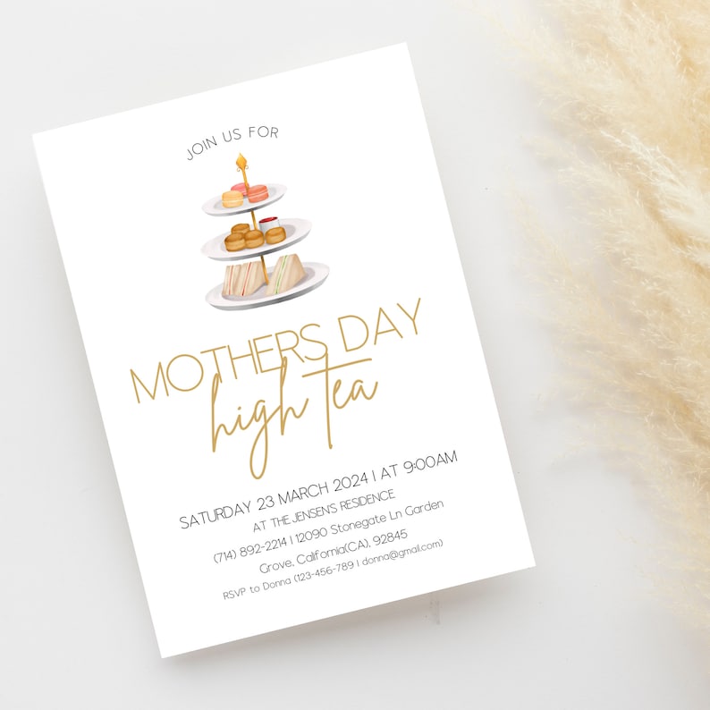 Editable High Tea Template Mother's Day High Tea Invitation Template, Brunch Invitation, Dinner ...