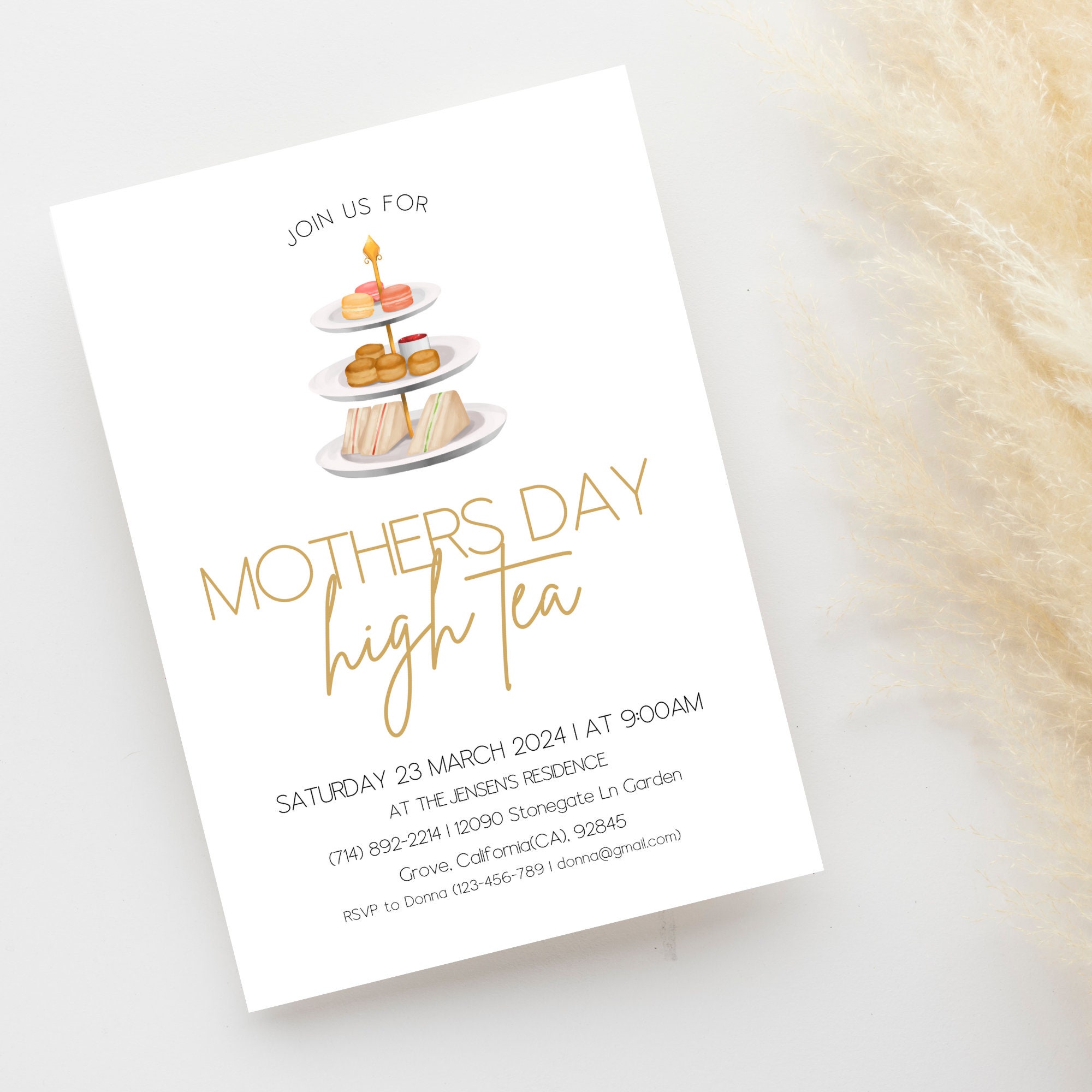 Mother's Day High Tea Invitation Template, Brunch Invitation, Dinner ...