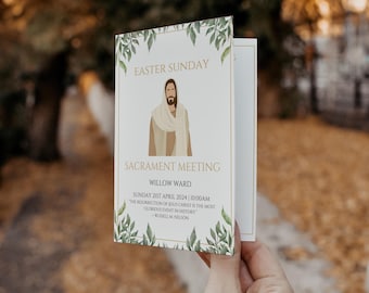 LDS Easter Service Program Editable Template - Minimal editable template, LDS Program, Sacrament Meeting Instant Download