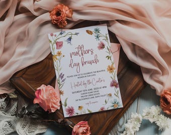 Mother’s Day Brunch Invitation, Editable Template, floral mothers day brunch invite, floral brunch invite, instant download