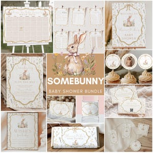 Somebunny Baby Shower Bundle - Easter baby shower, instant download, Somebunny is on the way, Cute Bunny themed baby shower, template