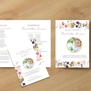 LDS Baptism Program Editable Template - Minimalistic editable template, LDS Baptism Program, Instant Download, Gender Neutral program
