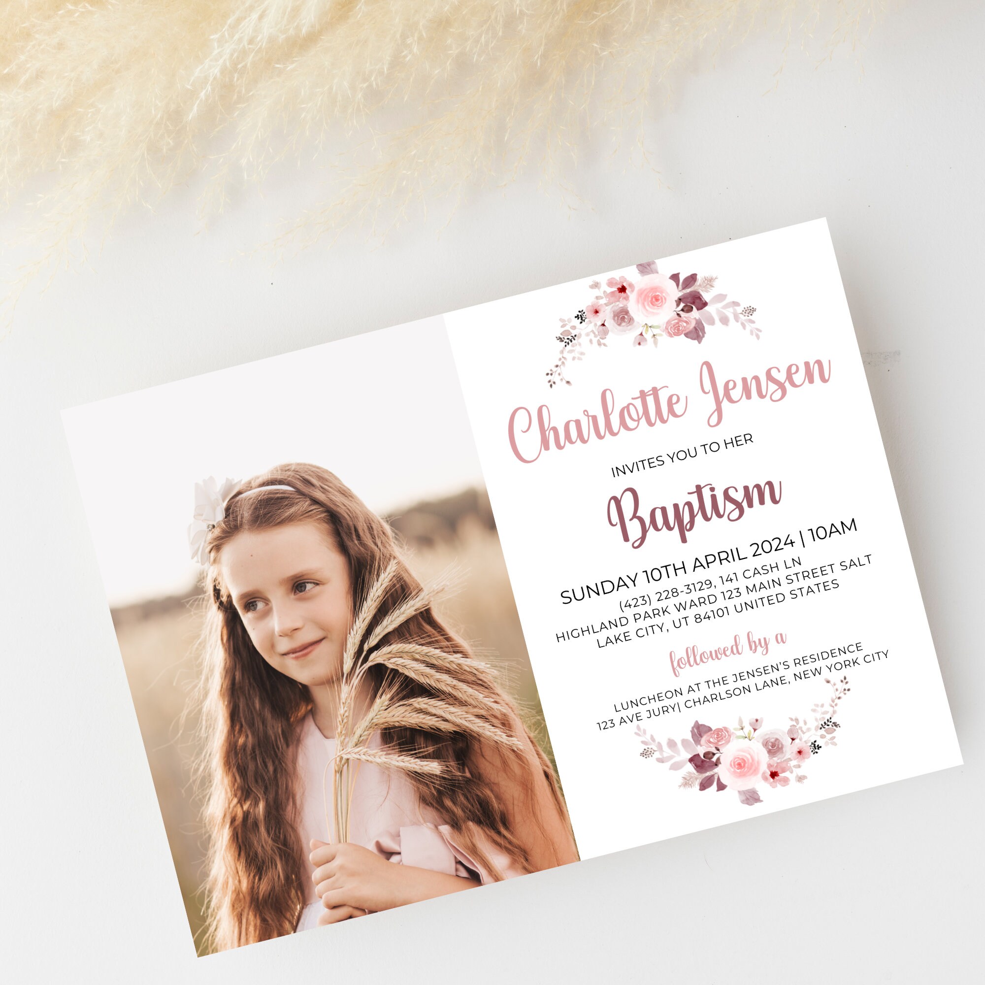 LDS Baptism Invitation Editable Template - Etsy