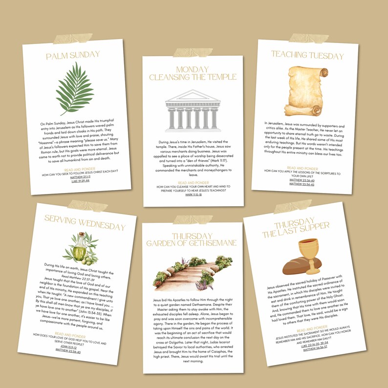 LDS Easter Holy Week Story/study Guide Cards - Printable Cards for ...