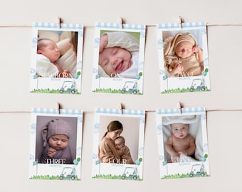 Hole-in-one First Birthday Photo Banner, golf birthday, golf first birthday, golf birthday decoration, instant download, editable template