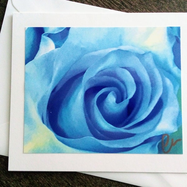 ROSE EN BLEU | Handmade Deluxe Limited Edition Signed Collectible Greeting/Décor/Gift Card | Multi Occasion.